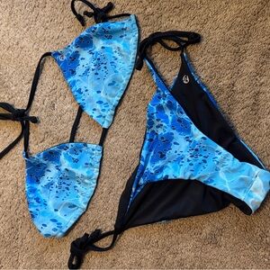 Pelagic Blue and Black Textured Bikini
